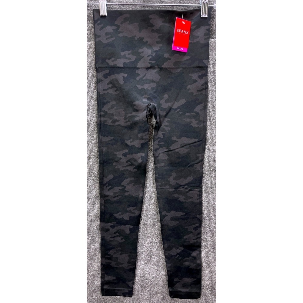 Spanx Look At Me Now Seamless Camo Leggings Womens Small Black Gray High Rise